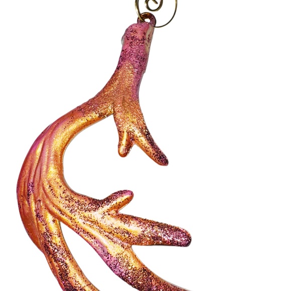 Set of (3) Gold, Pink, & hints of Red Antler Ornaments - Picture 11 of 16